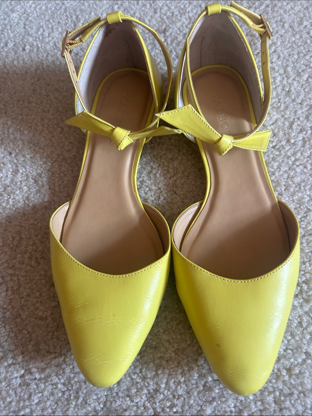 Talbots Lemon Yellow Pointed-Toe Ankle-Strap Flats